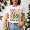 Blooming Quietly floral illustration Tee | White short sleeve t-shirt