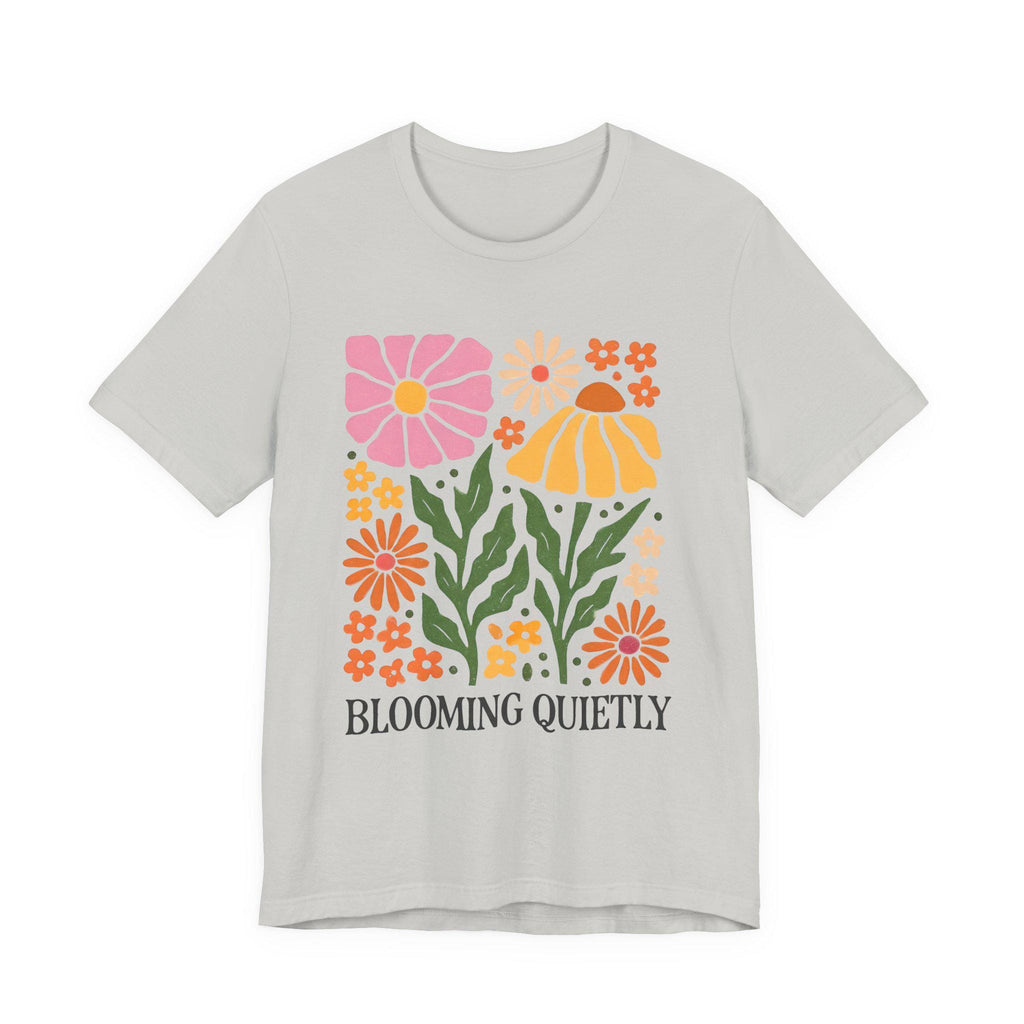 Blooming Quietly floral illustration Tee | White short sleeve t-shirt