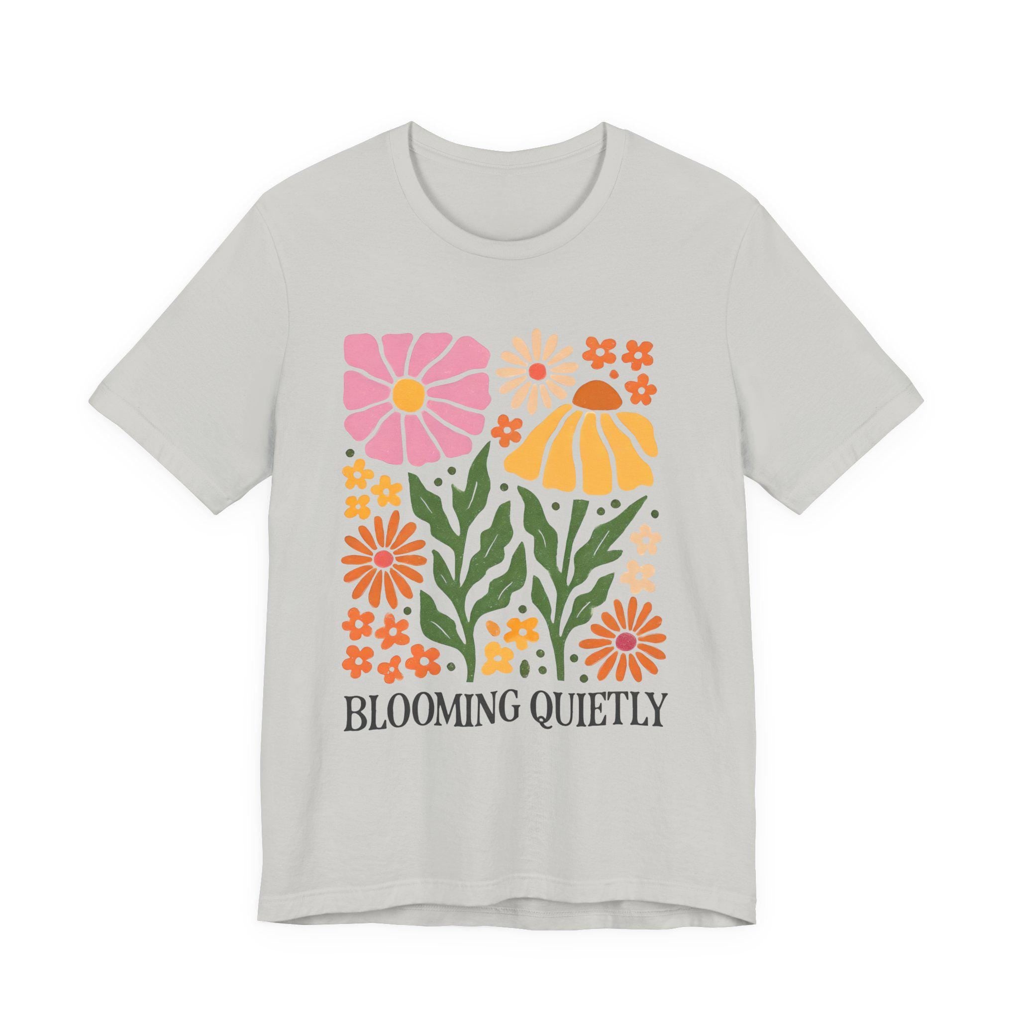 Blooming Quietly floral illustration Tee | White short sleeve t-shirt