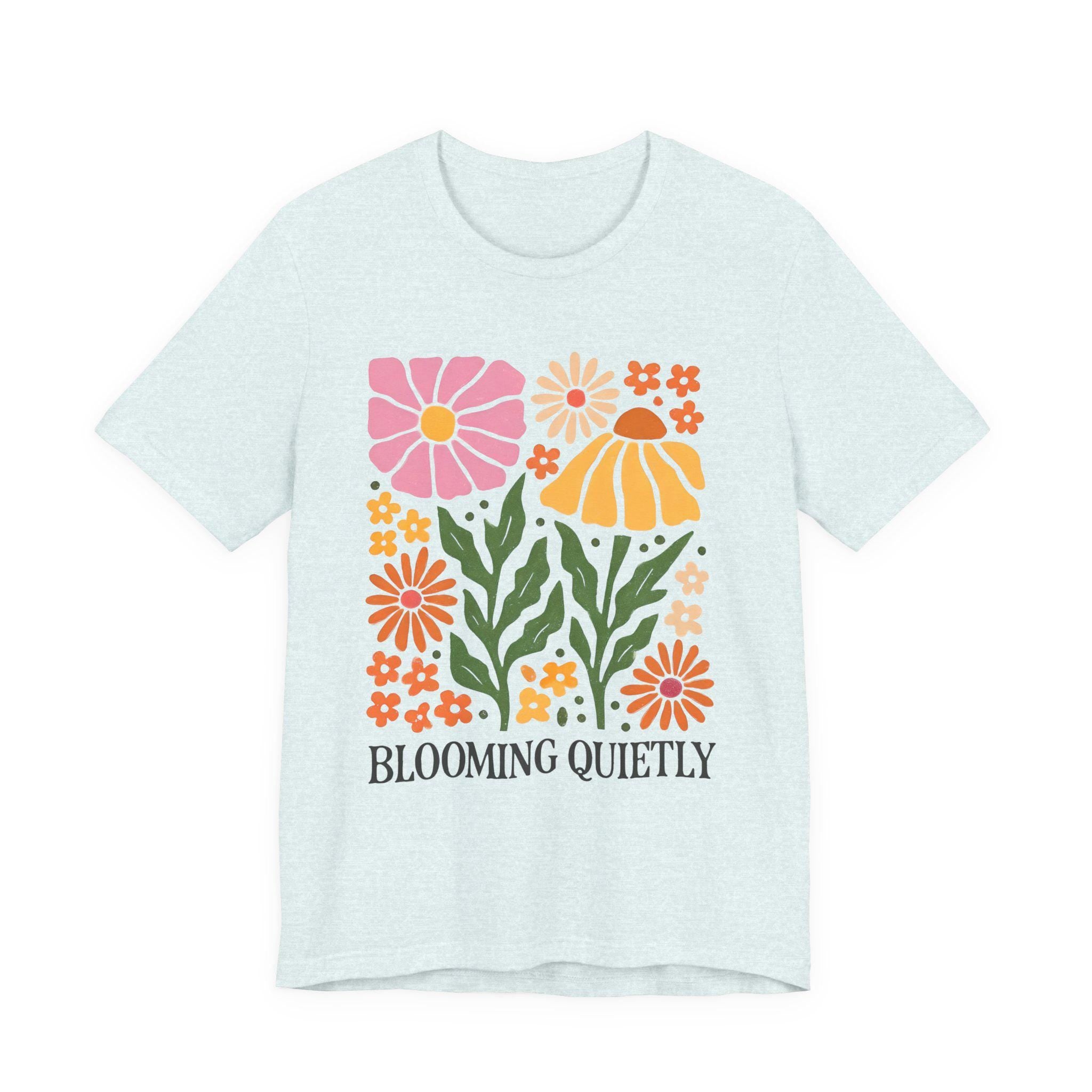 Blooming Quietly floral illustration Tee | White short sleeve t-shirt