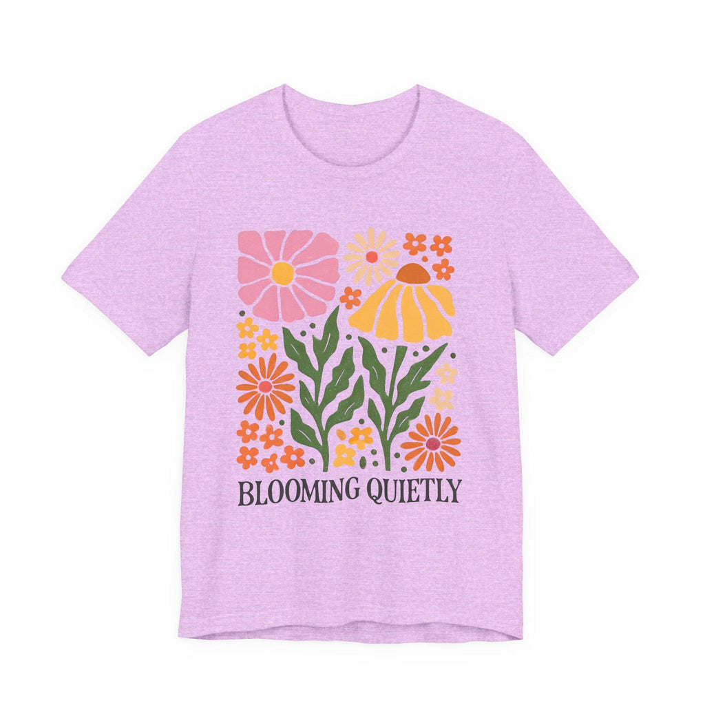 Blooming Quietly floral illustration Tee | White short sleeve t-shirt
