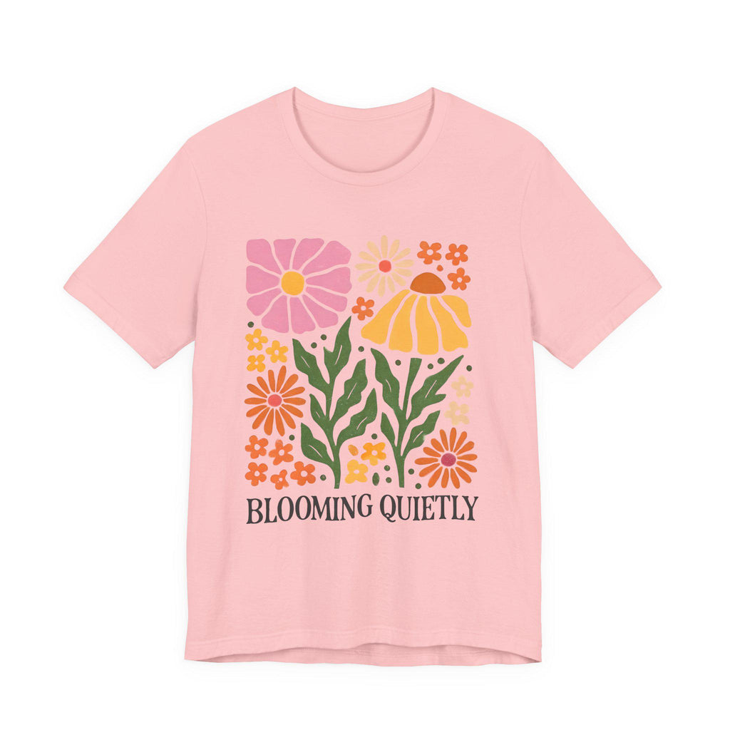 Blooming Quietly floral illustration Tee | White short sleeve t-shirt