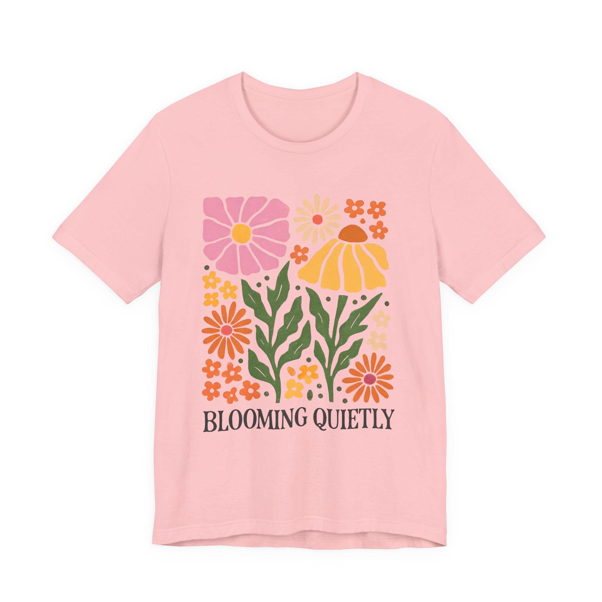 Blooming Quietly floral illustration Tee | White short sleeve t-shirt