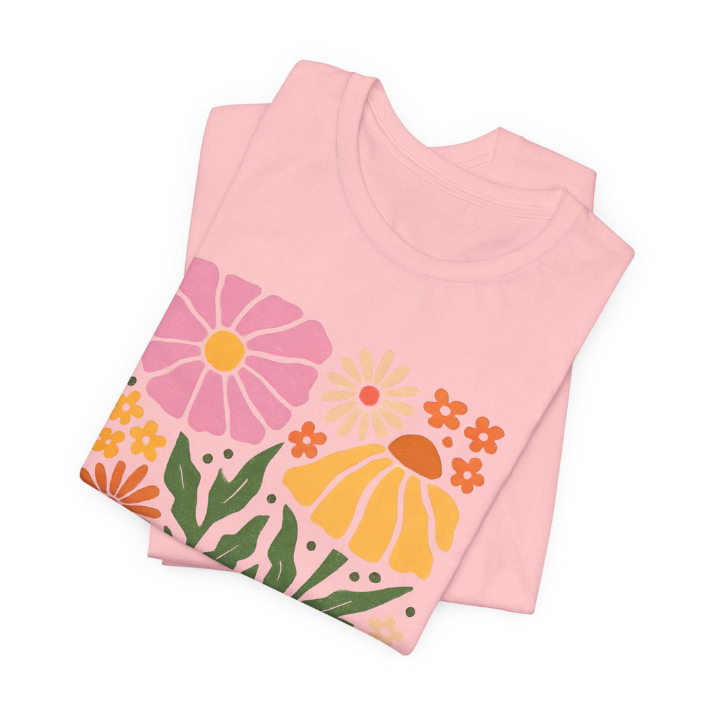 Blooming Quietly floral illustration Tee | White short sleeve t-shirt