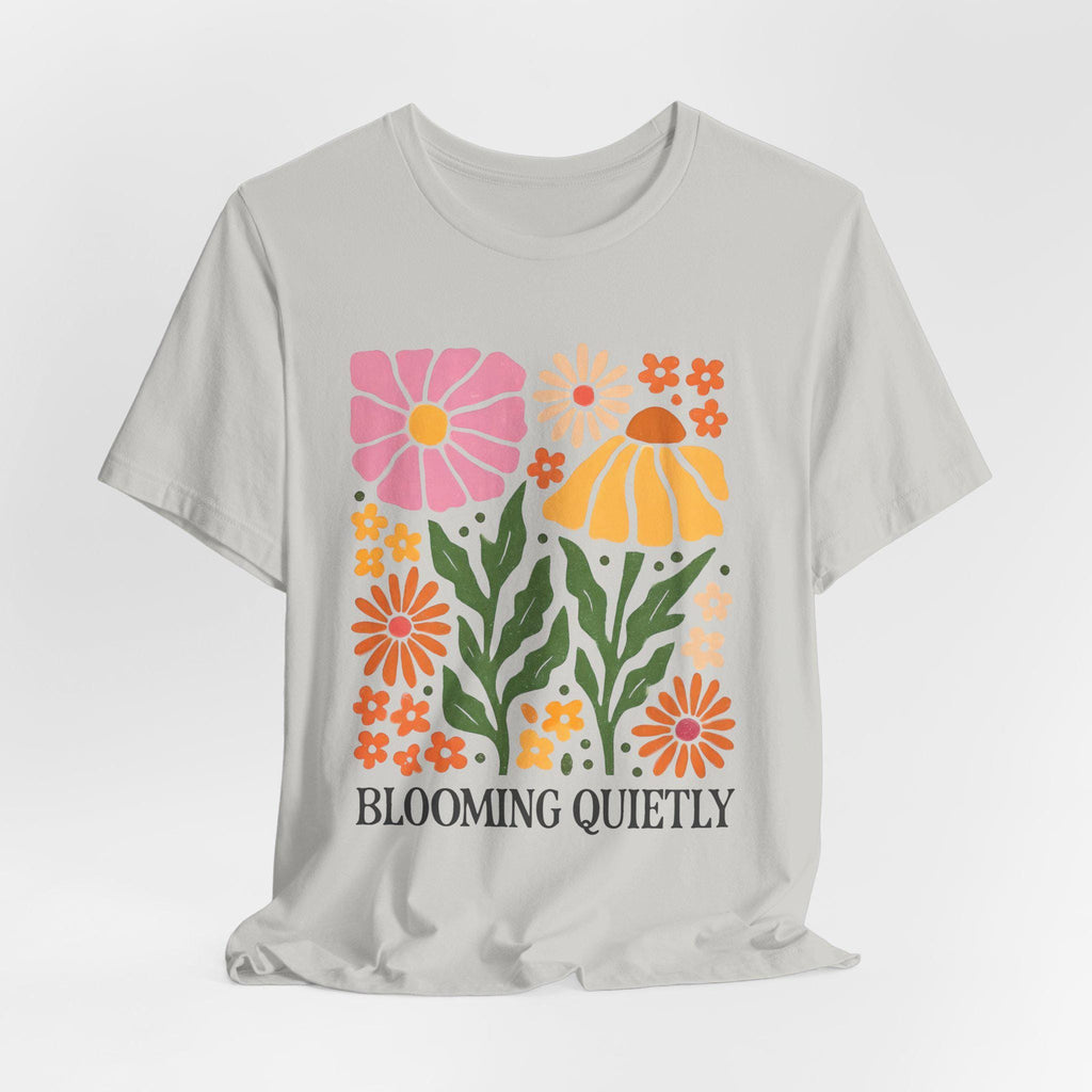 Blooming Quietly floral illustration Tee | White short sleeve t-shirt