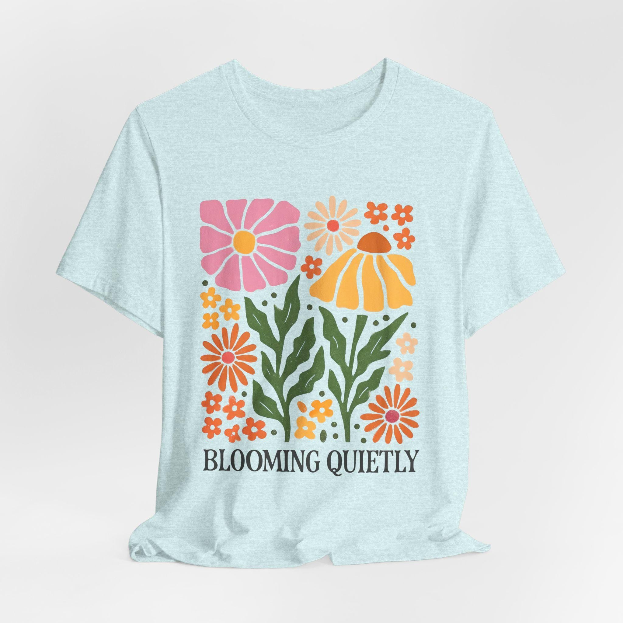 Blooming Quietly floral illustration Tee | White short sleeve t-shirt