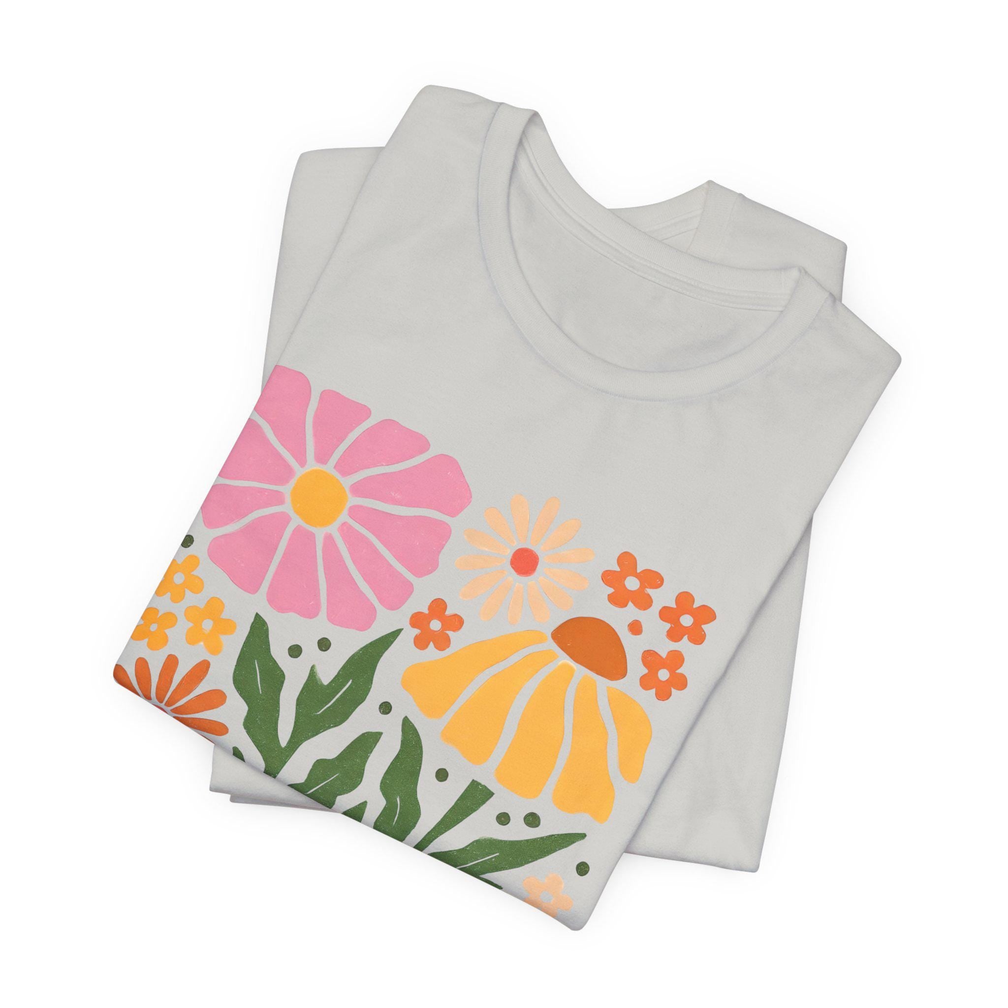 Blooming Quietly floral illustration Tee | White short sleeve t-shirt