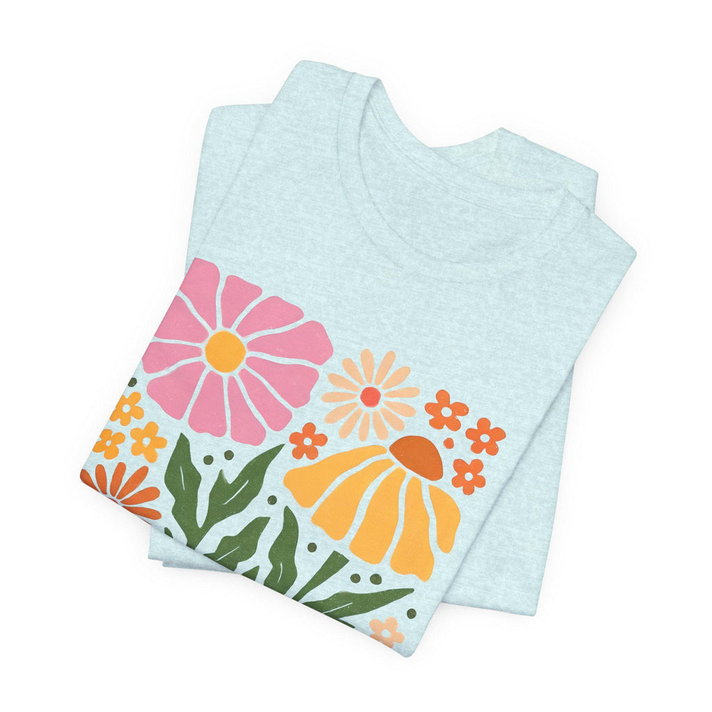 Blooming Quietly floral illustration Tee | White short sleeve t-shirt