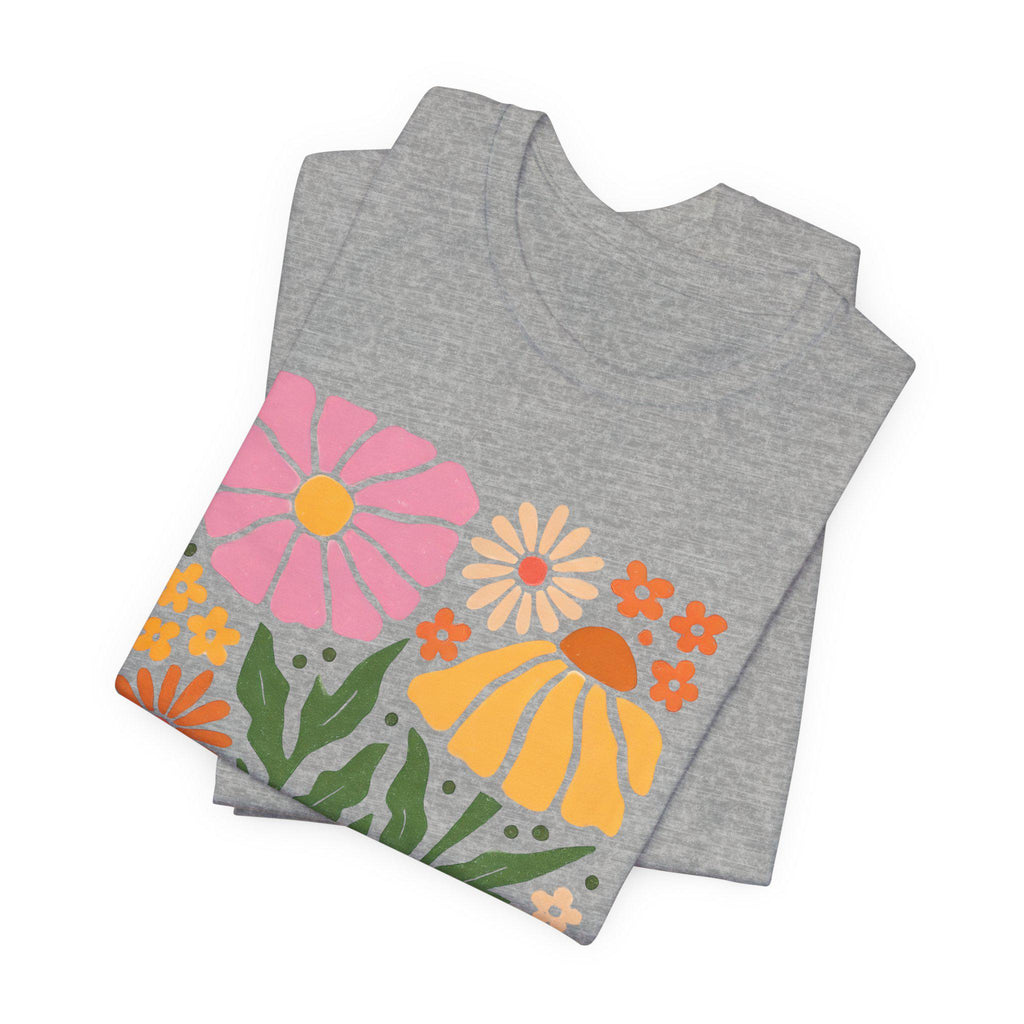 Blooming Quietly floral illustration Tee | White short sleeve t-shirt