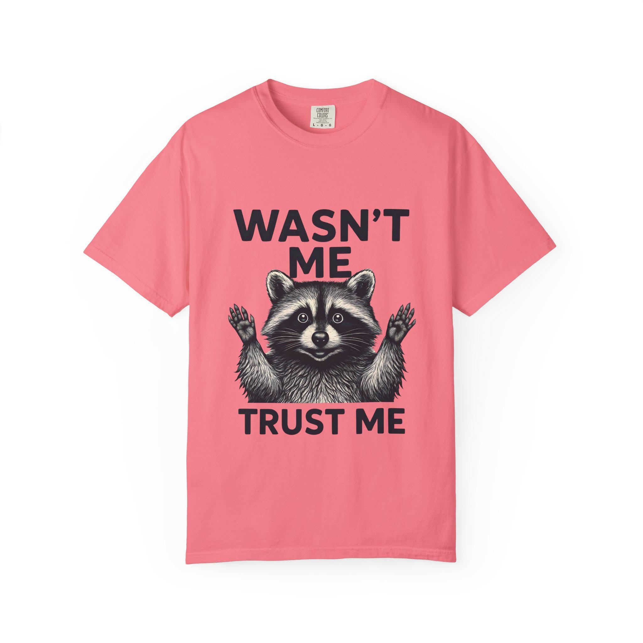 Wasn't Me Raccoon Trust Me T-shirt | Funny Animal Tee, Silly Wildlife Graphic