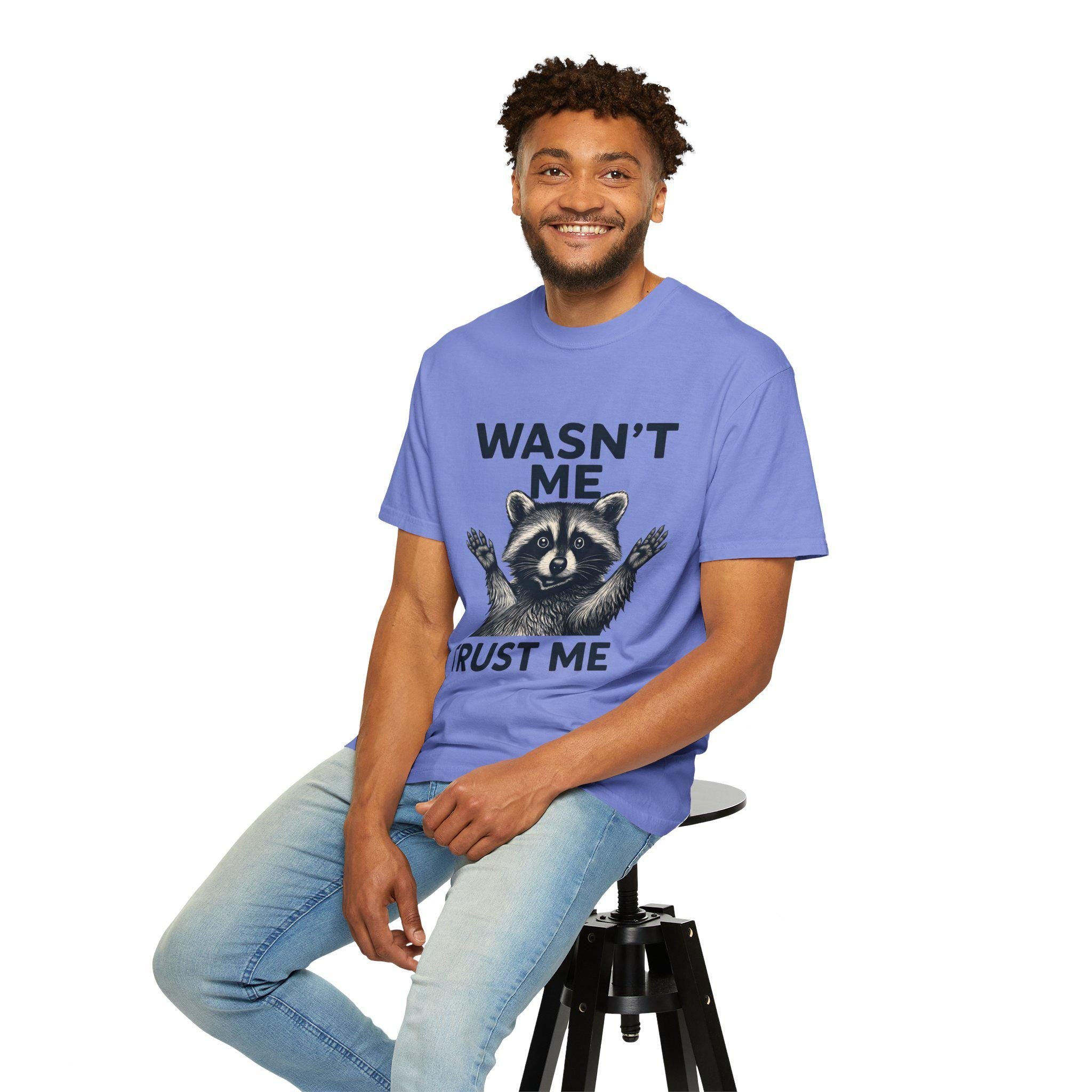 Wasn't Me Raccoon Trust Me T-shirt | Funny Animal Tee, Silly Wildlife Graphic