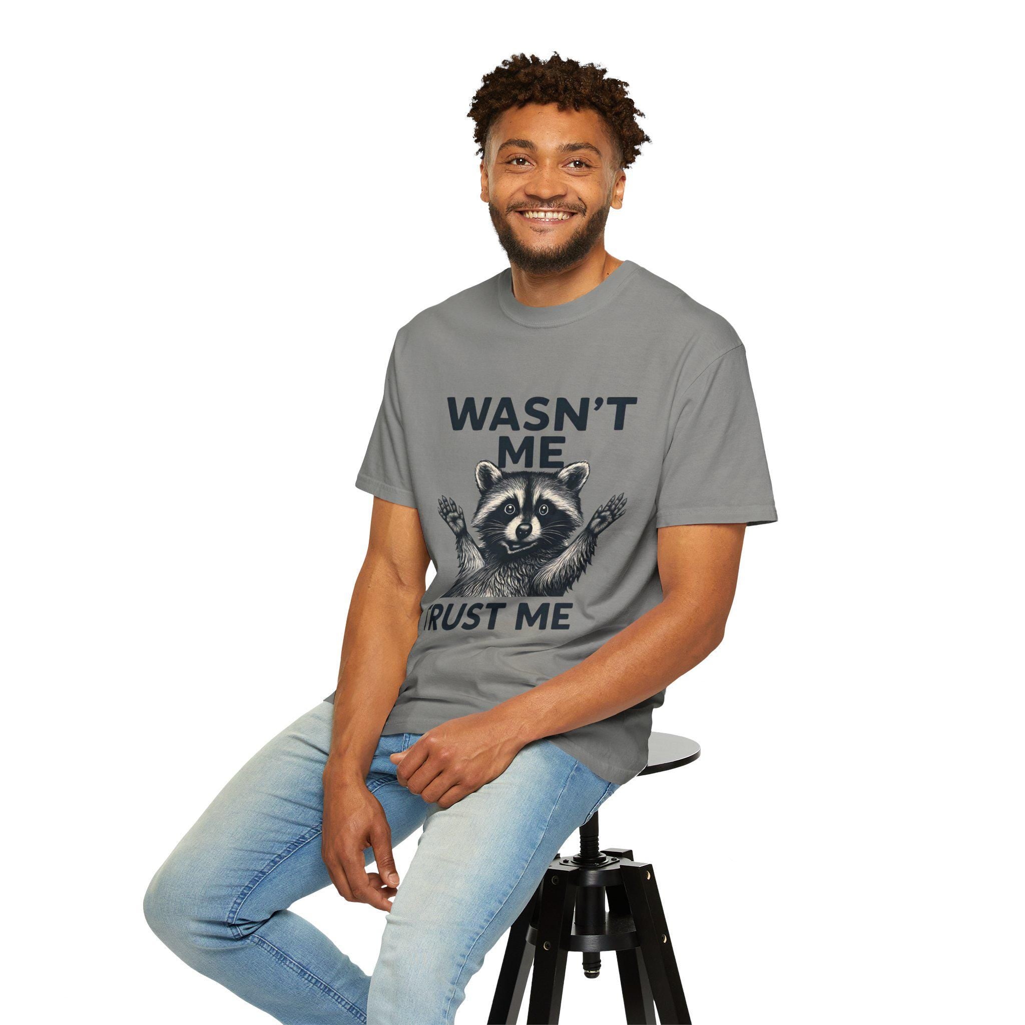 Wasn't Me Raccoon Trust Me T-shirt | Funny Animal Tee, Silly Wildlife Graphic